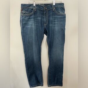 Robin's Jean Marlon Denim Dark Wash Straight Blue Jeans Embroidered Men’s 36